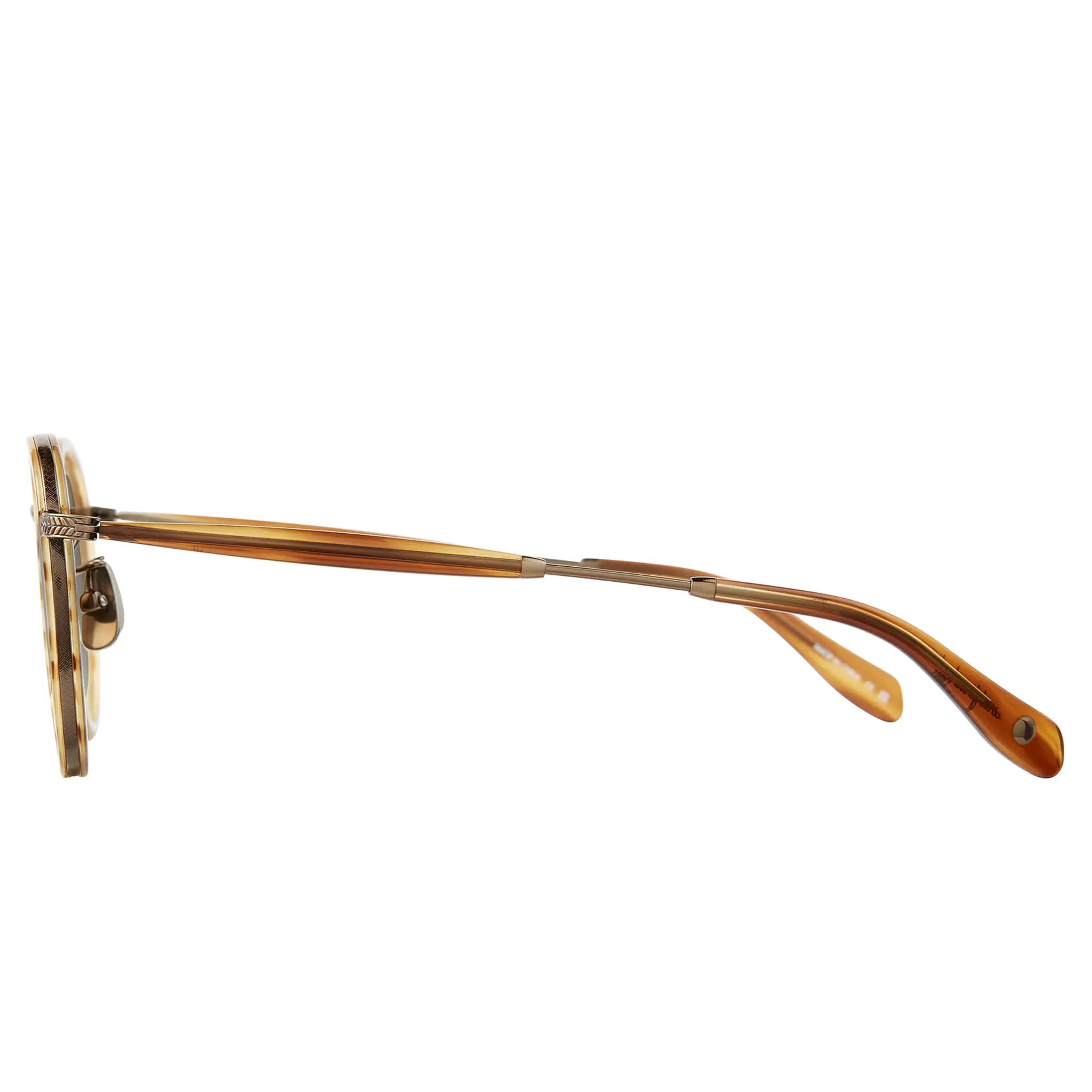 Side View of Garrett Leight Wilson X Forever Classic Demi Blonde Antique Gold Sunglasses 4075-49-DB-ATG/SFPALG